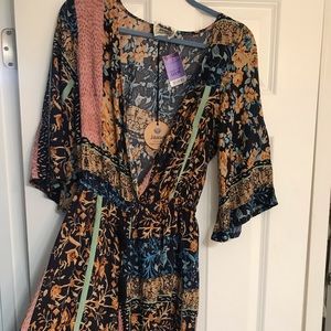 Gorgeous Print, V neck,  flare jumpsuit